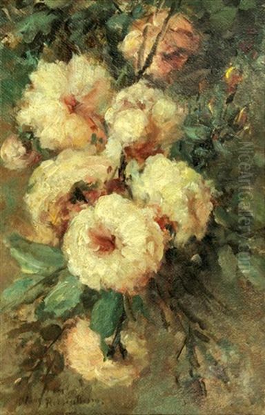 Still Life With Roses Oil Painting by Margaretha Roosenboom