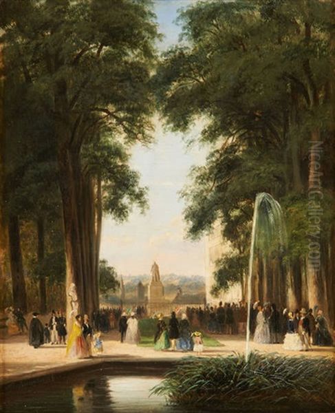 Le Parc De Bruxelles Oil Painting by Nicolaas Johannes Roosenboom