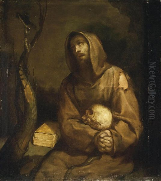 San Francesco In Estasi Oil Painting by Luciano Borzone