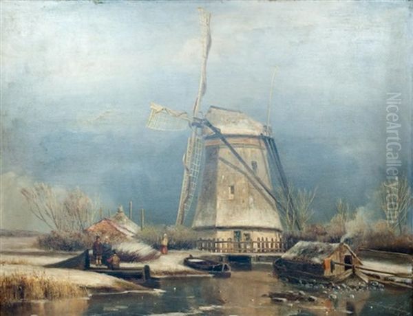 Le Moulin Oil Painting by Nicolaas Johannes Roosenboom