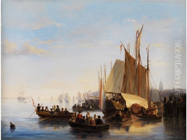 Heimkehrende Segelflotte Oil Painting by Nicolaas Johannes Roosenboom