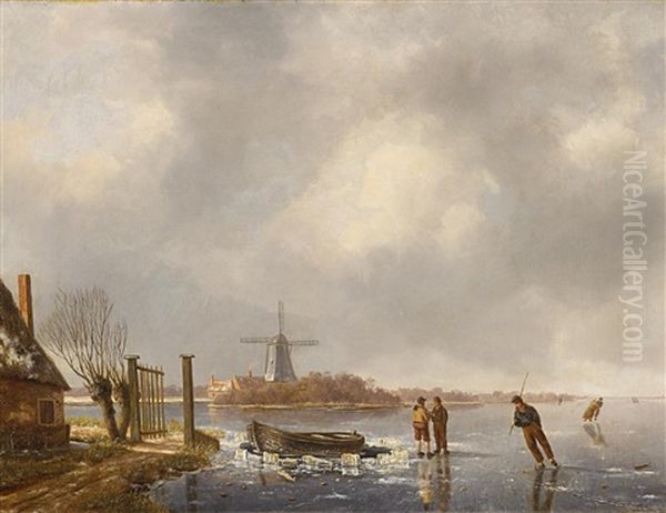 Sonniger Wintertag Oil Painting by Nicolaas Johannes Roosenboom