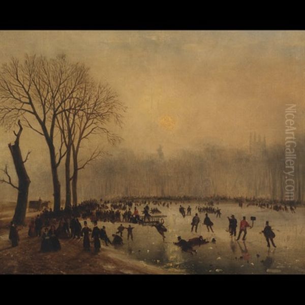 Frost Scene, View On The Serpentine, Hyde Park by Nicolaas Johannes Roosenboom