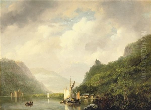 On A Mountain Lake Oil Painting by Nicolaas Johannes Roosenboom