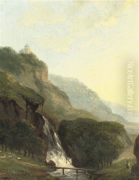 The Waterfall Oil Painting by Nicolaas Johannes Roosenboom