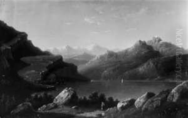 Blick Auf Den Thuner See Oil Painting by Nicolaas Johannes Roosenboom