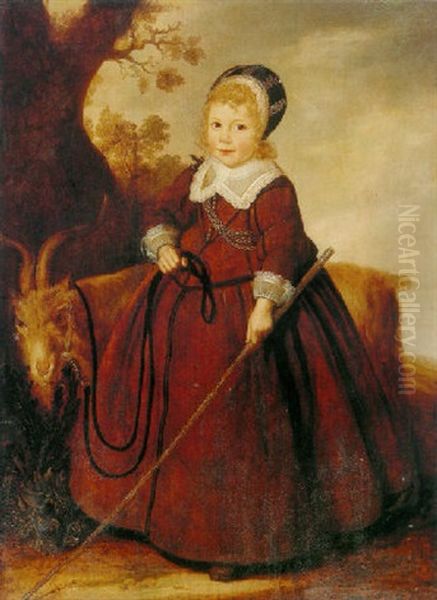 Young Girl With A Billygoat Oil Painting by Jan Albert Rootius