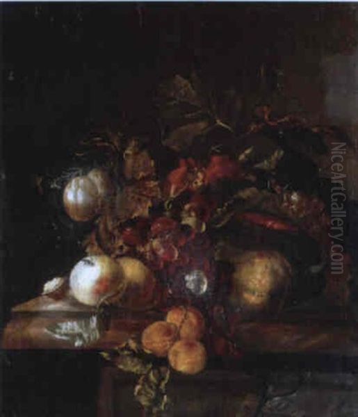 Nature Morte De Fruits Sur Un Entablement Oil Painting by Jan Albert Rootius