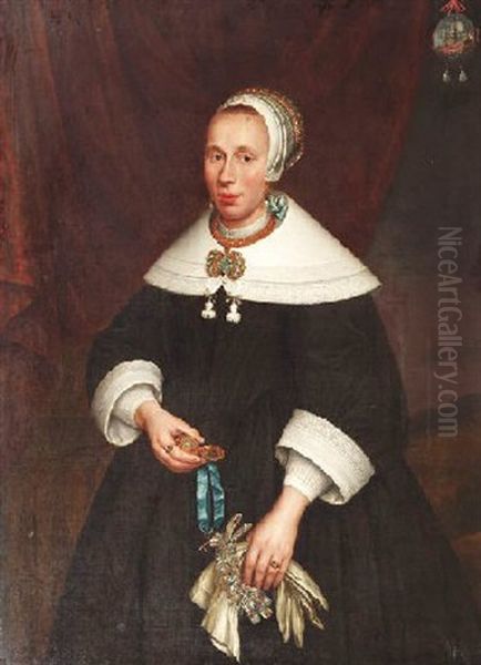 Portrat Einer Dame Mit Taschenuhr Oil Painting by Jan Albertsz Rootius