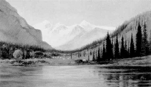 Junction Of The Bow And Spary Rivers, Banff Oil Painting by Edward Roper