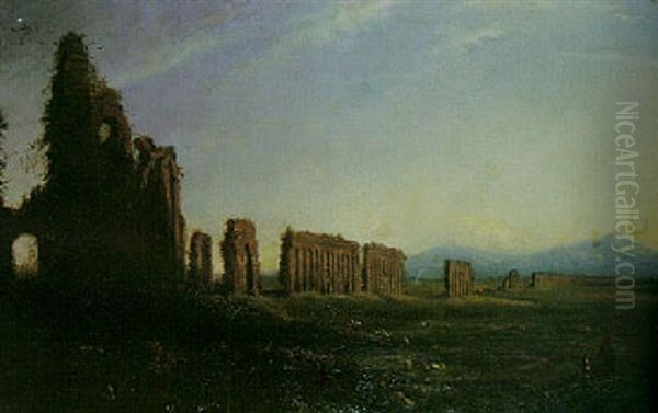 View Of The Aqueducts Of Septimius Severus Oil Painting by Joseph Ropes