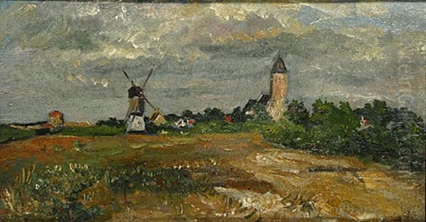 Landschap Te Knokke Oil Painting by Felicien Joseph Victor Rops