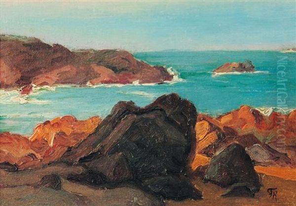 Rocher En Bretagne Oil Painting by Felicien Joseph Victor Rops