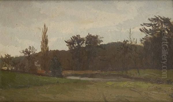 Paysage Avec Etang Oil Painting by Felicien Joseph Victor Rops