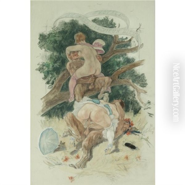 Voyage Aux Pays Des Vieux Dieux Oil Painting by Felicien Joseph Victor Rops