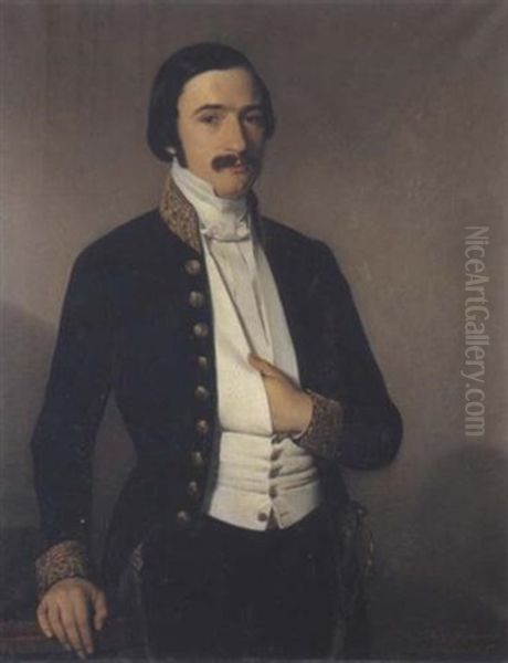 Portrait De Jean-louis Anatole, Baron Lemercier Oil Painting by Augusto Roquemont