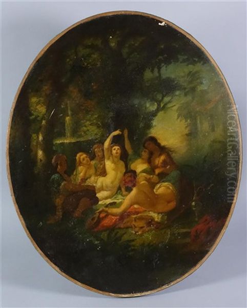 Jeunes Femmes Alanguies Oil Painting by Camille Joseph Etienne Roqueplan