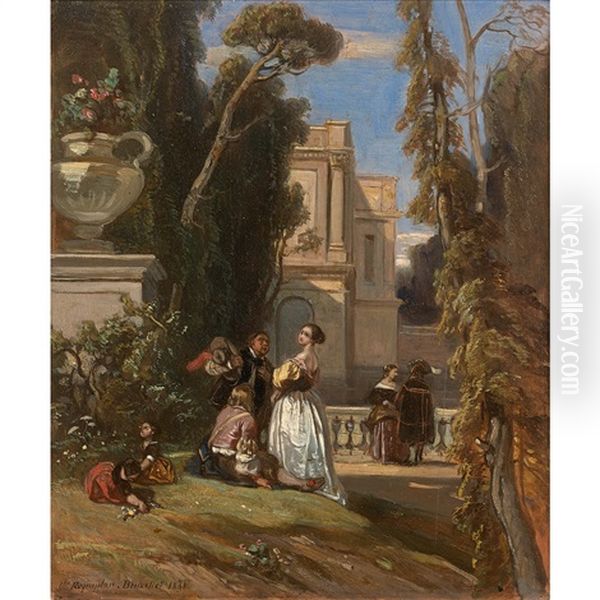 Palais Classique Anime Oil Painting by Camille Joseph Etienne Roqueplan