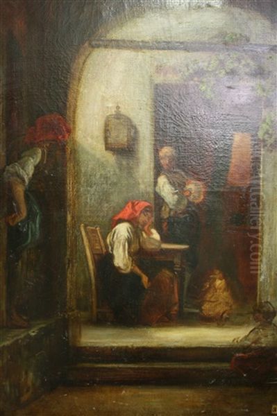 Scene De Genre Oil Painting by Camille Joseph Etienne Roqueplan