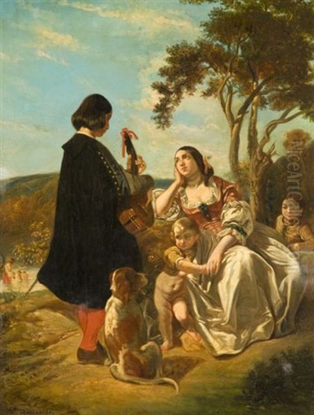 L'ete Oil Painting by Camille Joseph Etienne Roqueplan