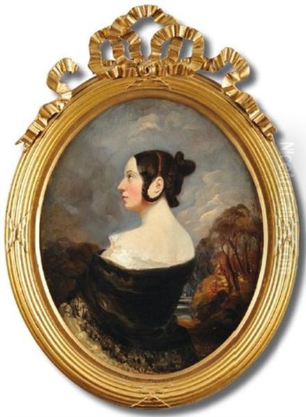 Portrait De La Comtesse D'agoult, Nee Marie De Flavigny Oil Painting by Camille Joseph Etienne Roqueplan