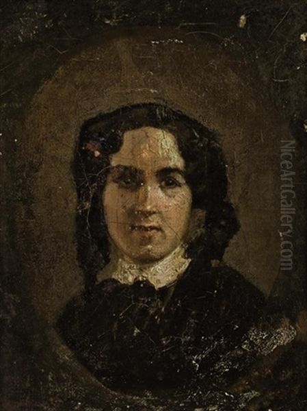 Portrait De George Sand Oil Painting by Camille Joseph Etienne Roqueplan