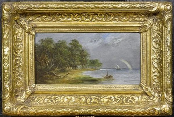 Uferlandschaft Mit Segelschiffen (pair) Oil Painting by Camille Joseph Etienne Roqueplan