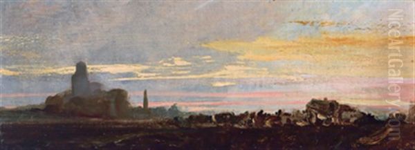 Sonnenuntergang Bei Pau Oil Painting by Camille Joseph Etienne Roqueplan