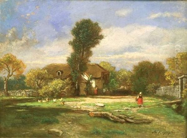 Les Fermieres Oil Painting by Camille Joseph Etienne Roqueplan