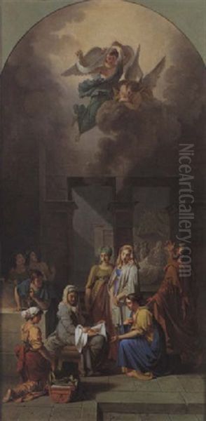 La Naissance De La Vierge Oil Painting by Guillaume-Joseph Roques