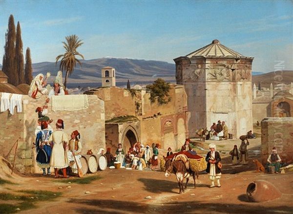 Tower Of The Winds, Athens Oil Painting by Martinus Christian Wesseltoft Rorbye