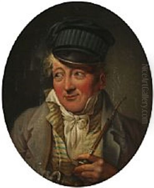 Portrait Of The Danish Actor Adam Gottlob Gjelstrup (1753-1830) Oil Painting by Martinus Christian Wesseltoft Rorbye