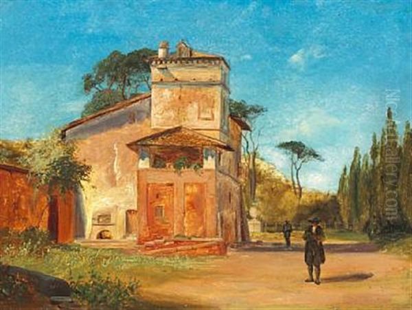 Raffael's Studio In The Garden Of Villa Borghese. Rome Oil Painting by Martinus Christian Wesseltoft Rorbye