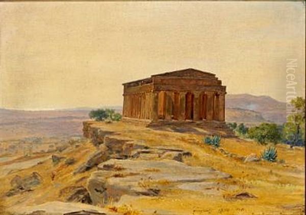 Templet I Girgenti Oil Painting by Martinus Christian Wesseltoft Rorbye