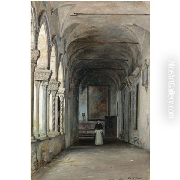 Munk I Kloster Oil Painting by Martinus Christian Wesseltoft Rorbye