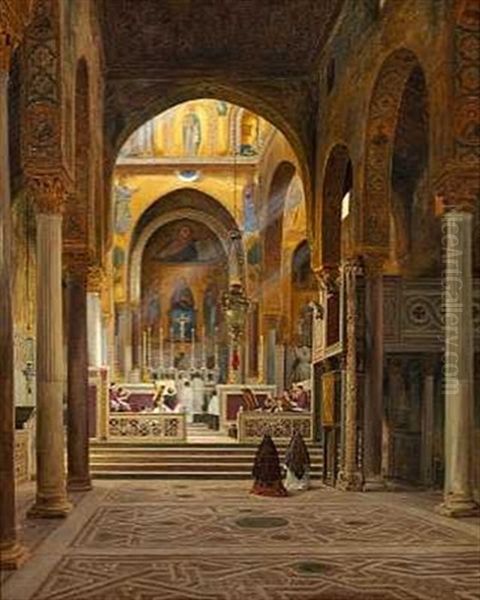 St. Roger's Kapel I Palermo (capella Palatina) Oil Painting by Martinus Christian Wesseltoft Rorbye