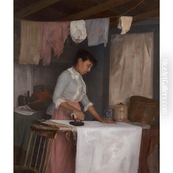 Wash Day Oil Painting by Edward A. Rorke