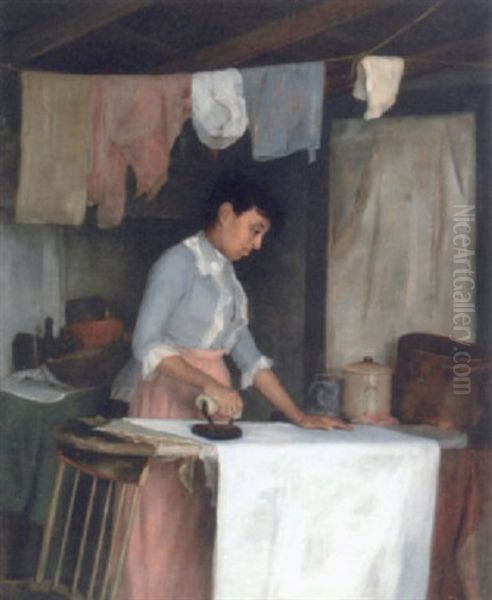 Wash Day Oil Painting by Edward A. Rorke