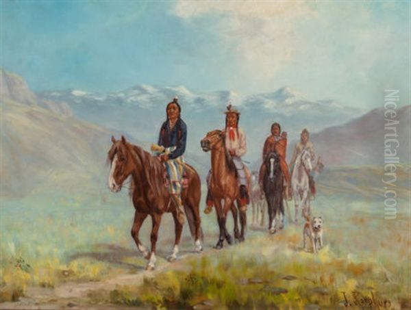 Indian Riders Oil Painting by Julius Rorphuro