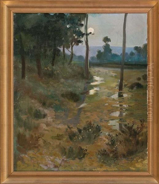 Paisaje De Les Closes Del Ter O De Tordera Oil Painting by Antonio Ros y Guell