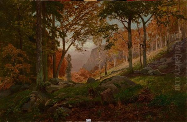 Rochers En Foret Oil Painting by Antonio Ros y Guell