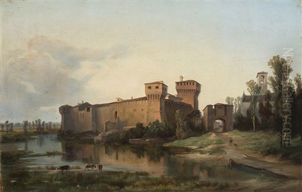 Il Castello Di Malpaga Oil Painting by Constantino Rosa