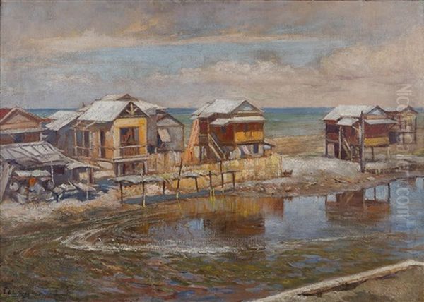 Casas De Pescadores En Tondo (fishermen's Houses, Tondo) Oil Painting by Fabian De La Rosa