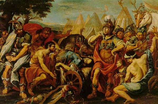 Achilles Mourning The Death Of Patroclus Oil Painting by Francesco Rosa