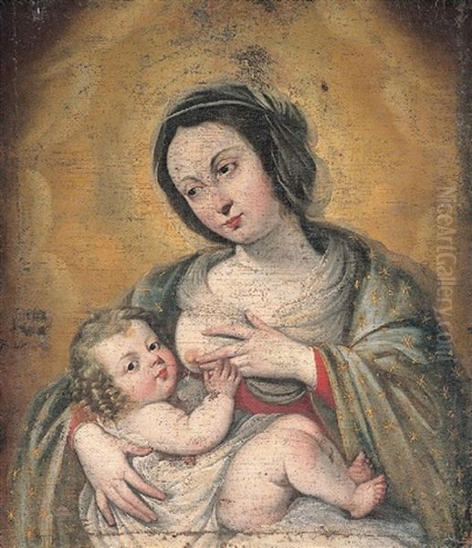 Madonna Col Bambino Oil Painting by Francesco de Rosa