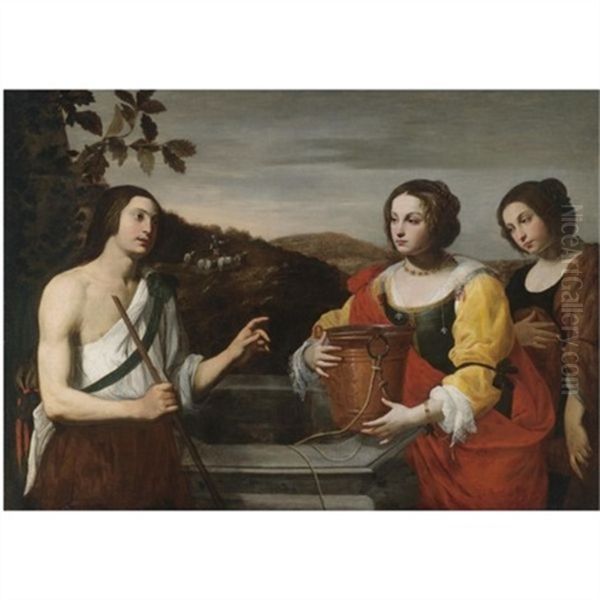 Moses And Zipporah At The Well Oil Painting by Francesco de Rosa