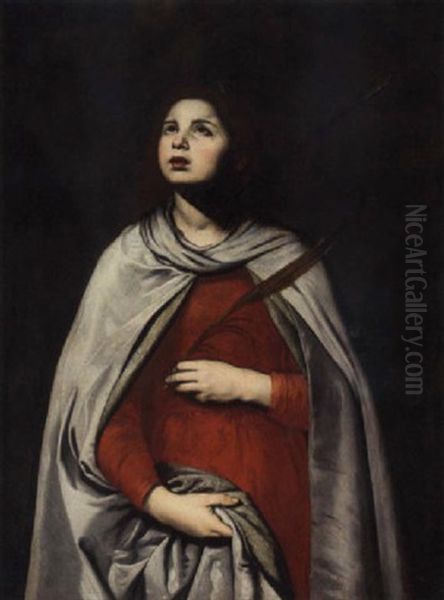 Saint Agnes Oil Painting by Francesco de Rosa