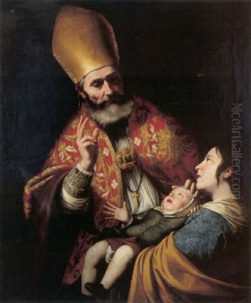 The Blessing Of Saint Blaise Oil Painting by Francesco de Rosa