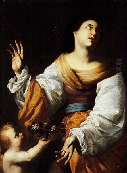 Santa Dorotea Oil Painting by Francesco de Rosa