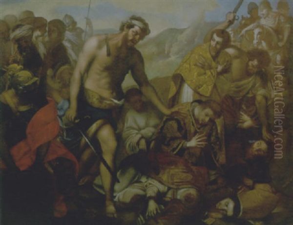 Martirio Di San Gennaro E Dei Suoi Compagni Nella Solfatara, A Pozzuoli Oil Painting by Francesco de Rosa